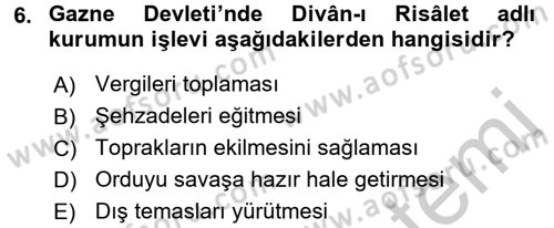 Türk İdare Tarihi Dersi 2018 - 2019 Yılı Yaz Okulu Sınav Soruları 6. Soru