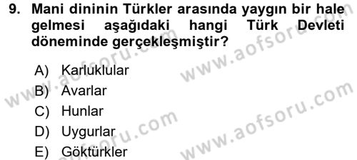 Türk İdare Tarihi Dersi 2018 - 2019 Yılı Yaz Okulu Sınav Soruları 9. Soru