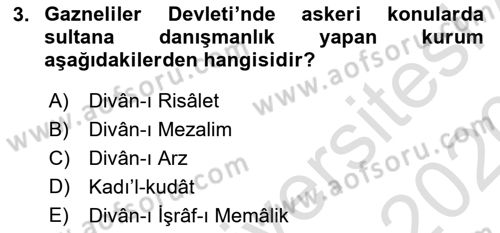 Türk İdare Tarihi Dersi 2019 - 2020 Yılı (Vize) Ara Sınavı 3. Soru
