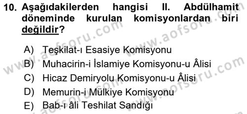 Türk İdare Tarihi Dersi 2019 - 2020 Yılı (Final) Dönem Sonu Sınav Soruları 10. Soru