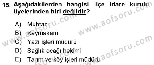 Türk İdare Tarihi Dersi 2019 - 2020 Yılı (Final) Dönem Sonu Sınav Soruları 15. Soru