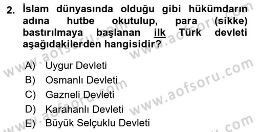 Türk İdare Tarihi Dersi 2019 - 2020 Yılı (Final) Dönem Sonu Sınav Soruları 2. Soru