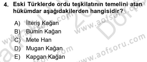 Türk İdare Tarihi Dersi 2019 - 2020 Yılı (Final) Dönem Sonu Sınav Soruları 4. Soru