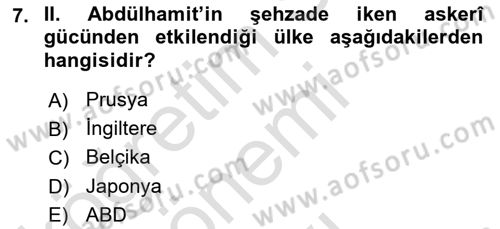 Türk İdare Tarihi Dersi 2019 - 2020 Yılı (Final) Dönem Sonu Sınav Soruları 7. Soru