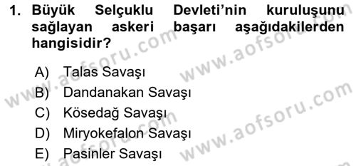 Türk İdare Tarihi Dersi 2020 - 2021 Yılı Yaz Okulu Sınav Soruları 1. Soru