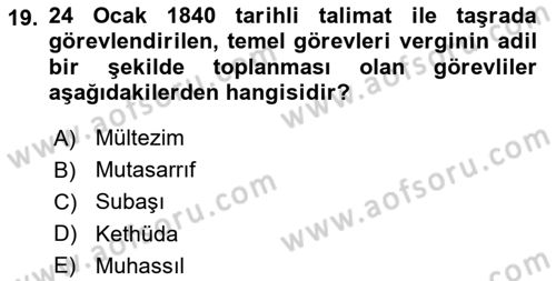 Türk İdare Tarihi Dersi 2020 - 2021 Yılı Yaz Okulu Sınav Soruları 19. Soru