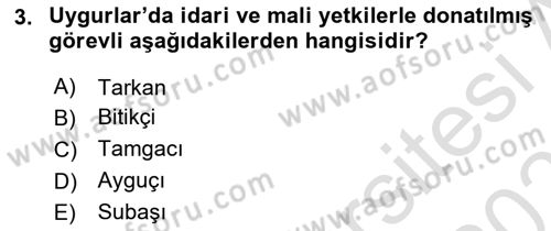 Türk İdare Tarihi Dersi 2020 - 2021 Yılı Yaz Okulu Sınav Soruları 3. Soru