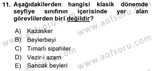 Türk İdare Tarihi Dersi 2021 - 2022 Yılı (Vize) Ara Sınav Soruları 11. Soru
