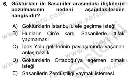 Türk İdare Tarihi Dersi 2021 - 2022 Yılı (Vize) Ara Sınav Soruları 6. Soru