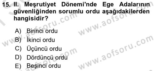 Türk İdare Tarihi Dersi 2021 - 2022 Yılı (Final) Dönem Sonu Sınav Soruları 15. Soru