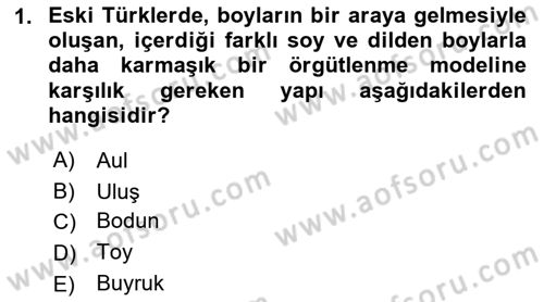 Türk İdare Tarihi Dersi 2021 - 2022 Yılı Yaz Okulu Sınav Soruları 1. Soru