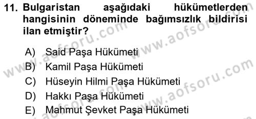 Türk İdare Tarihi Dersi 2021 - 2022 Yılı Yaz Okulu Sınav Soruları 11. Soru