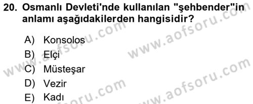 Türk İdare Tarihi Dersi 2021 - 2022 Yılı Yaz Okulu Sınav Soruları 20. Soru