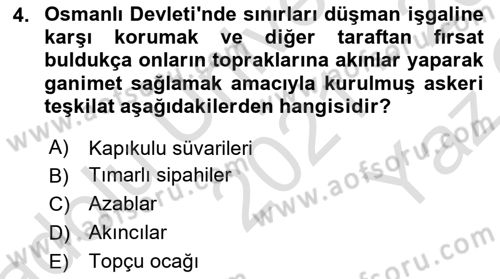 Türk İdare Tarihi Dersi 2021 - 2022 Yılı Yaz Okulu Sınav Soruları 4. Soru