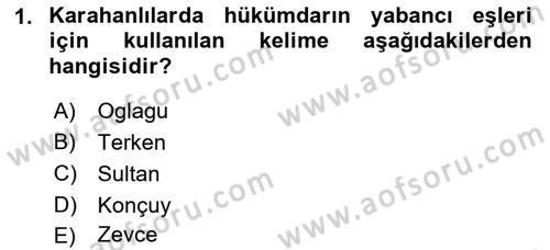 Türk İdare Tarihi Dersi Ara Sınavı Deneme Sınav Soruları 1. Soru