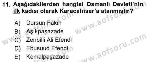 Türk İdare Tarihi Dersi Ara Sınavı Deneme Sınav Soruları 11. Soru