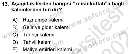 Türk İdare Tarihi Dersi Ara Sınavı Deneme Sınav Soruları 13. Soru