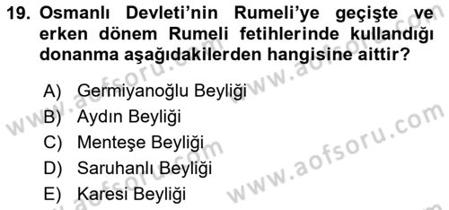 Türk İdare Tarihi Dersi Ara Sınavı Deneme Sınav Soruları 19. Soru