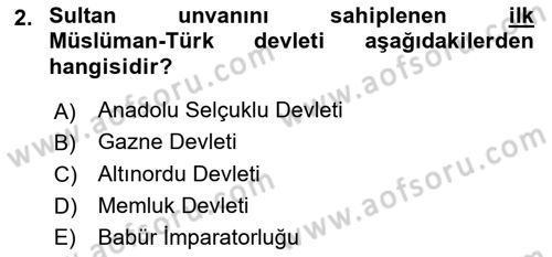 Türk İdare Tarihi Dersi 2022 - 2023 Yılı (Vize) Ara Sınav Soruları 2. Soru