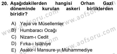 Türk İdare Tarihi Dersi Ara Sınavı Deneme Sınav Soruları 20. Soru