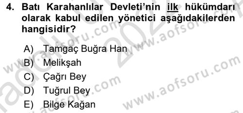 Türk İdare Tarihi Dersi 2022 - 2023 Yılı (Vize) Ara Sınav Soruları 4. Soru