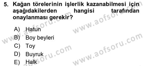 Türk İdare Tarihi Dersi Ara Sınavı Deneme Sınav Soruları 5. Soru