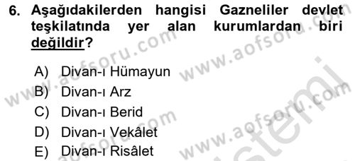 Türk İdare Tarihi Dersi 2022 - 2023 Yılı (Vize) Ara Sınav Soruları 6. Soru