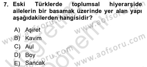 Türk İdare Tarihi Dersi 2022 - 2023 Yılı (Vize) Ara Sınav Soruları 7. Soru
