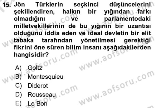 Türk İdare Tarihi Dersi 2022 - 2023 Yılı (Final) Dönem Sonu Sınav Soruları 15. Soru