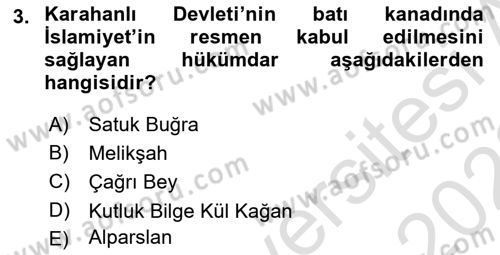 Türk İdare Tarihi Dersi 2022 - 2023 Yılı (Final) Dönem Sonu Sınav Soruları 3. Soru