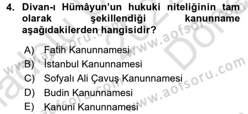 Türk İdare Tarihi Dersi 2022 - 2023 Yılı (Final) Dönem Sonu Sınav Soruları 4. Soru