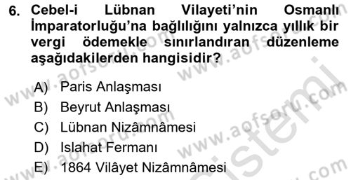 Türk İdare Tarihi Dersi 2022 - 2023 Yılı (Final) Dönem Sonu Sınav Soruları 6. Soru