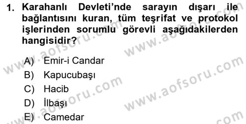 Türk İdare Tarihi Dersi 2022 - 2023 Yılı Yaz Okulu Sınav Soruları 1. Soru