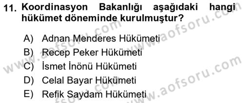 Türk İdare Tarihi Dersi 2022 - 2023 Yılı Yaz Okulu Sınav Soruları 11. Soru