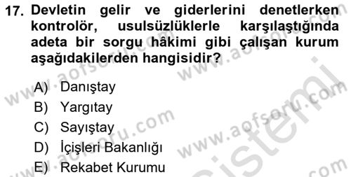 Türk İdare Tarihi Dersi 2022 - 2023 Yılı Yaz Okulu Sınav Soruları 17. Soru