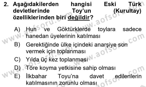 Türk İdare Tarihi Dersi 2022 - 2023 Yılı Yaz Okulu Sınav Soruları 2. Soru