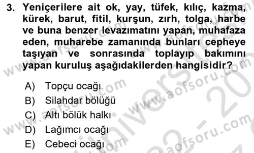 Türk İdare Tarihi Dersi 2022 - 2023 Yılı Yaz Okulu Sınav Soruları 3. Soru