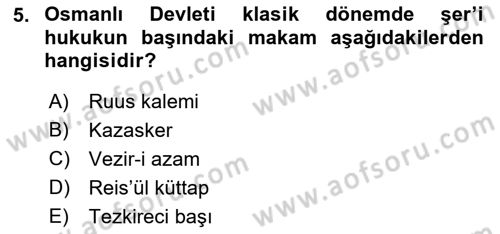 Türk İdare Tarihi Dersi 2022 - 2023 Yılı Yaz Okulu Sınav Soruları 5. Soru
