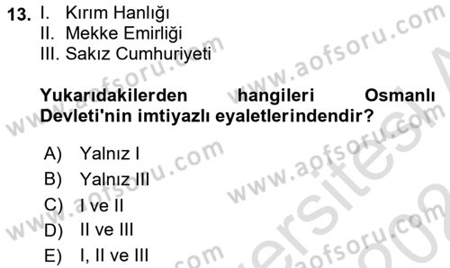 Türk İdare Tarihi Dersi 2023 - 2024 Yılı (Vize) Ara Sınav Soruları 13. Soru