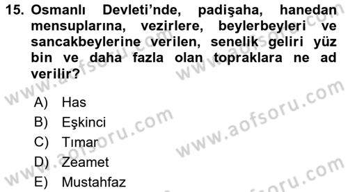Türk İdare Tarihi Dersi 2023 - 2024 Yılı (Vize) Ara Sınav Soruları 15. Soru