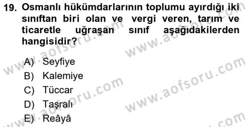 Türk İdare Tarihi Dersi 2023 - 2024 Yılı (Vize) Ara Sınav Soruları 19. Soru