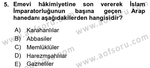 Türk İdare Tarihi Dersi Ara Sınavı Deneme Sınav Soruları 5. Soru