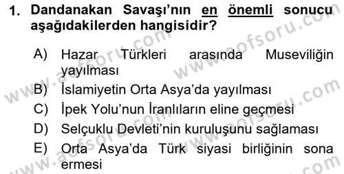 Türk İdare Tarihi Dersi 2023 - 2024 Yılı (Final) Dönem Sonu Sınav Soruları 1. Soru