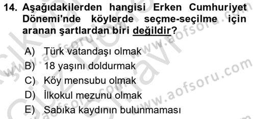 Türk İdare Tarihi Dersi 2023 - 2024 Yılı (Final) Dönem Sonu Sınav Soruları 14. Soru