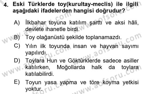 Türk İdare Tarihi Dersi 2023 - 2024 Yılı (Final) Dönem Sonu Sınav Soruları 4. Soru