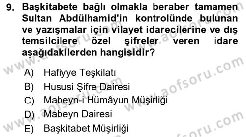 Türk İdare Tarihi Dersi 2023 - 2024 Yılı (Final) Dönem Sonu Sınav Soruları 9. Soru