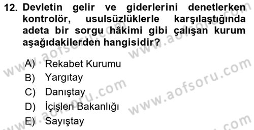 Türk İdare Tarihi Dersi 2023 - 2024 Yılı Yaz Okulu Sınav Soruları 12. Soru