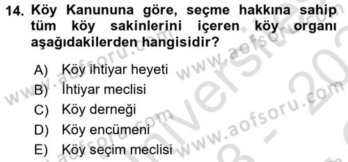 Türk İdare Tarihi Dersi 2023 - 2024 Yılı Yaz Okulu Sınav Soruları 14. Soru
