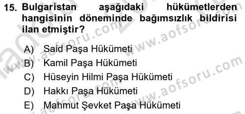 Türk İdare Tarihi Dersi 2023 - 2024 Yılı Yaz Okulu Sınav Soruları 15. Soru