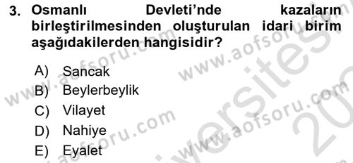 Türk İdare Tarihi Dersi 2023 - 2024 Yılı Yaz Okulu Sınav Soruları 3. Soru